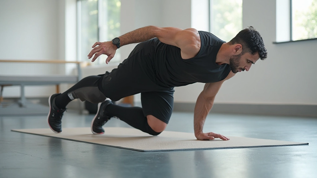 رياضي يقوم بتمرين البلانك الثابت لتقوية عضلات الأساس
